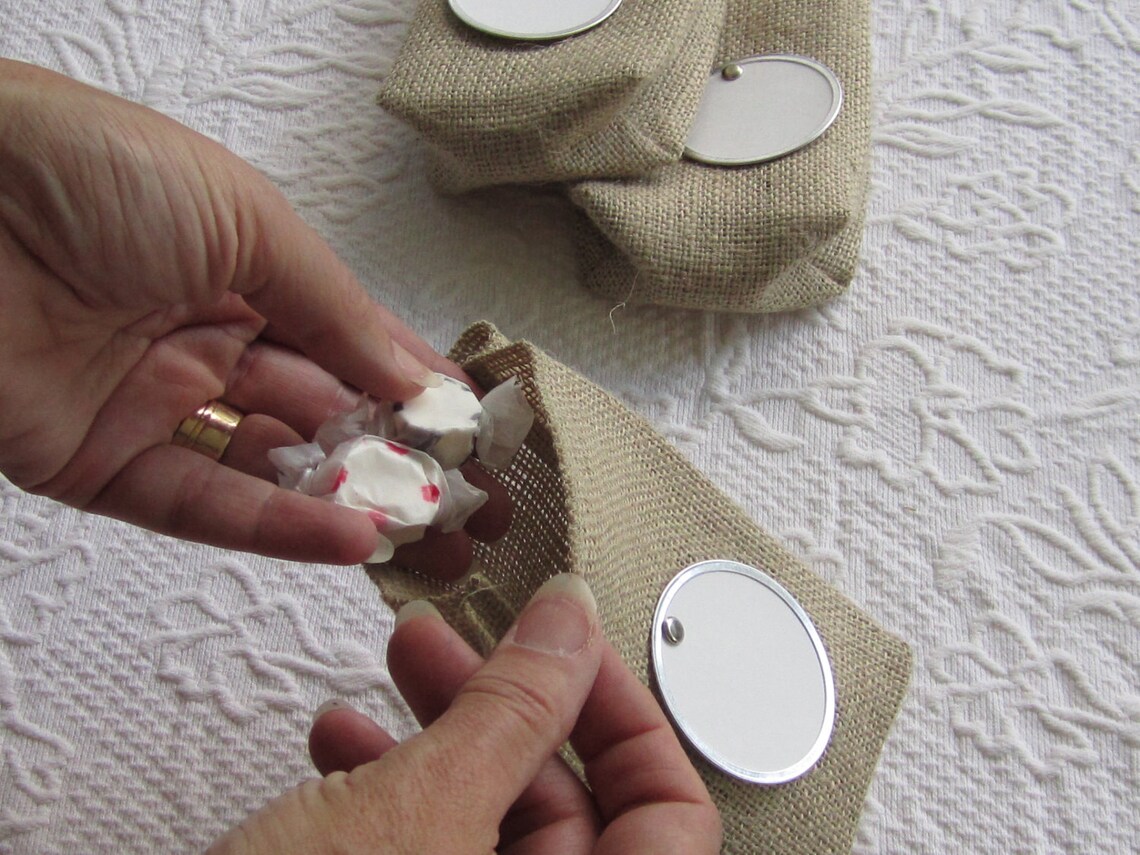 Sets of 48 to 98 Small Burlap Bags with Labels for Wedding Etsy