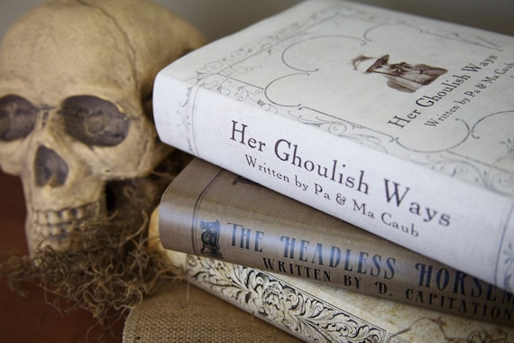 Set Of 3 Creepy Macabre Book Covers For Halloween Decorating Etsy