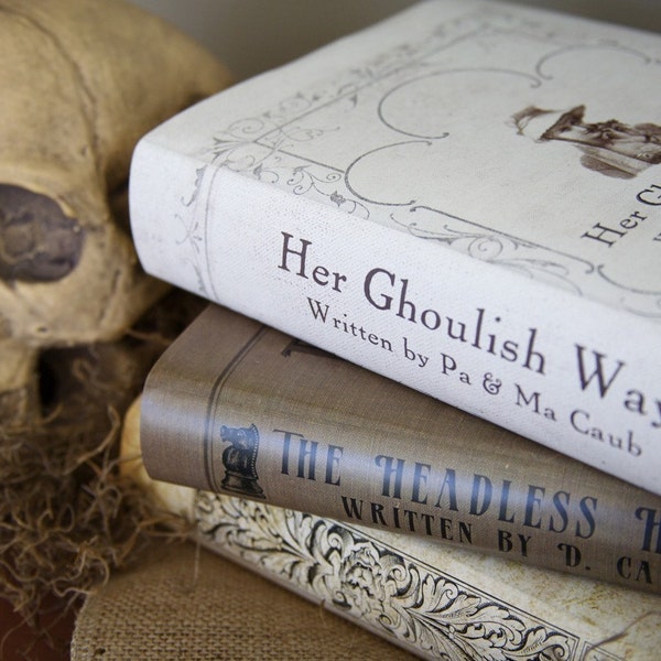 Set of 3 Creepy, Macabre Book Covers for Halloween Decorating - Dust Jackets -- FREE SHIPPING!