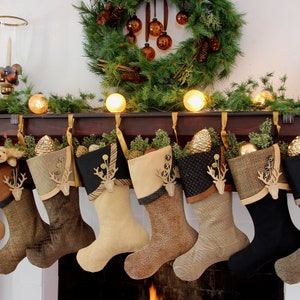 Rich and Sophisticated Brown, Gold & Black Christmas Stockings Shipping Included image 4