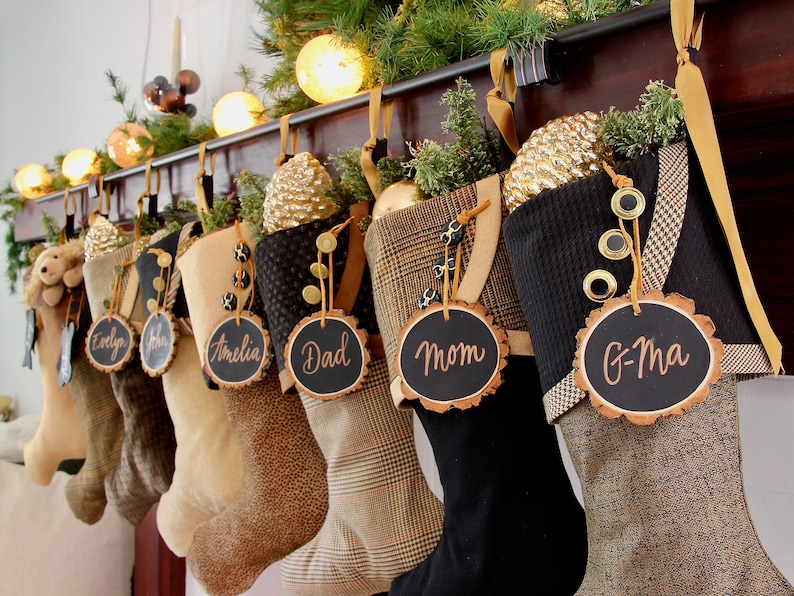 Rich and Sophisticated Brown, Gold & Black Christmas Stockings Shipping Included image 2