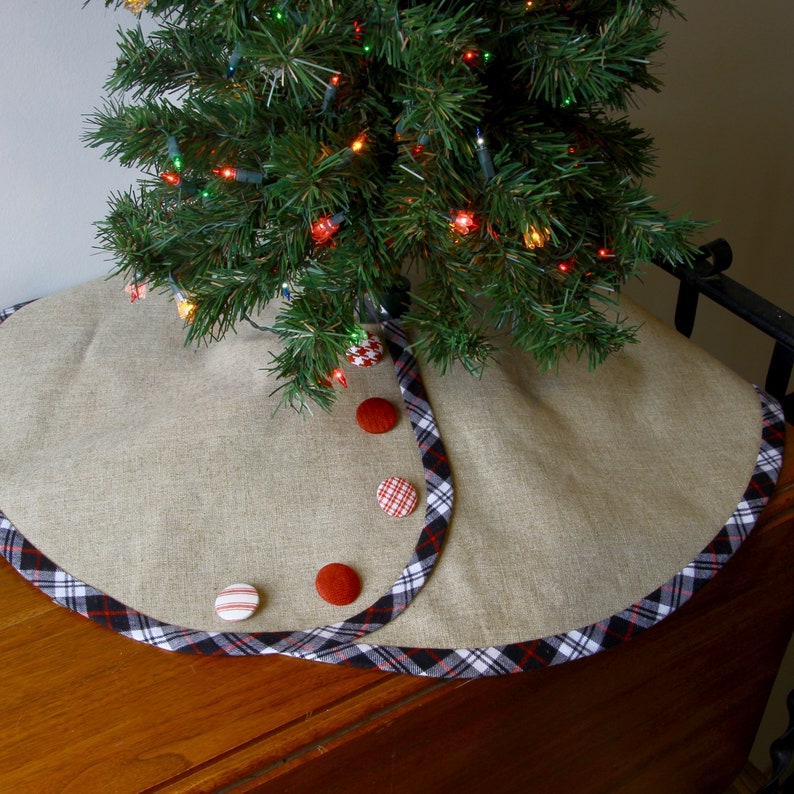 LINEN Pencil Christmas Tree Skirt Tabletop Christmas Tree Etsy