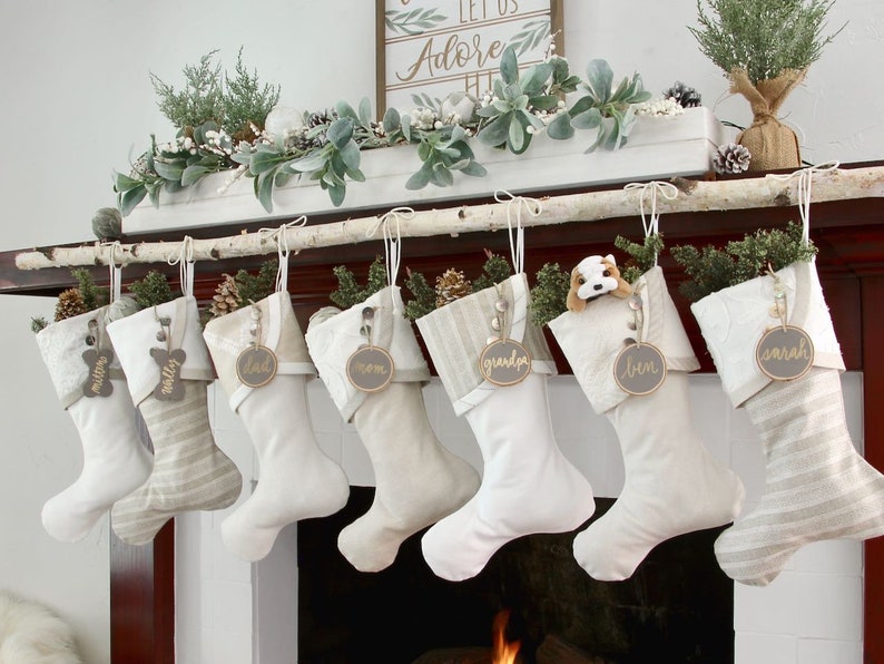 White Cottage Christmas Stockings Shipping Included image 3