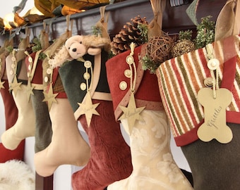 Deep Earthy Red & Green Christmas Stockings