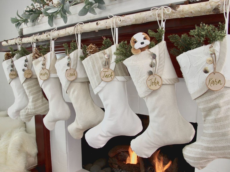 White Cottage Christmas Stockings Shipping Included image 2