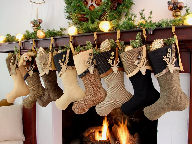 Rich and Sophisticated Brown, Gold & Black Christmas Stockings Shipping Included image 8