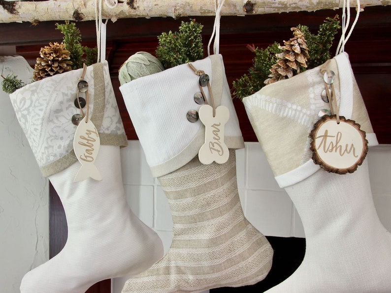 White Cottage Christmas Stockings Shipping Included image 6