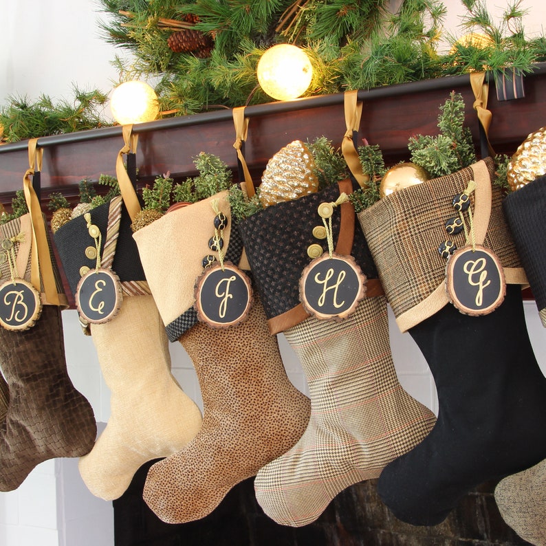 Rich and Sophisticated Brown, Gold & Black Christmas Stockings Shipping Included image 3