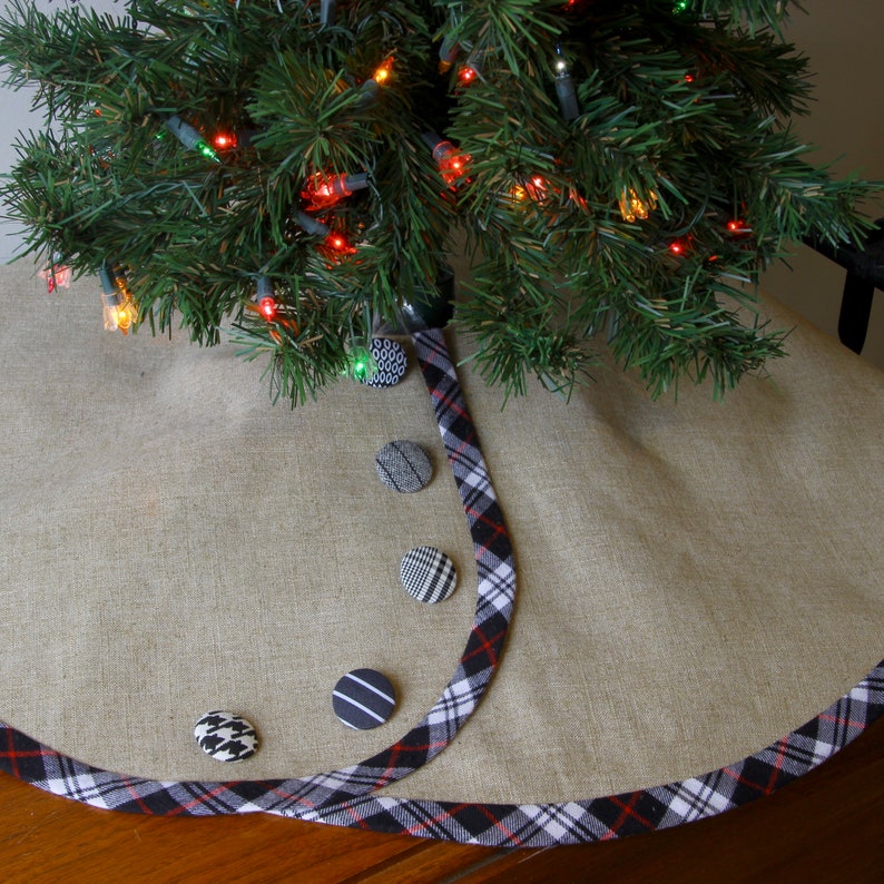LINEN Pencil Christmas Tree Skirt Tabletop Christmas Tree Etsy