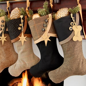 Rich and Sophisticated Brown, Gold & Black Christmas Stockings Shipping Included image 5