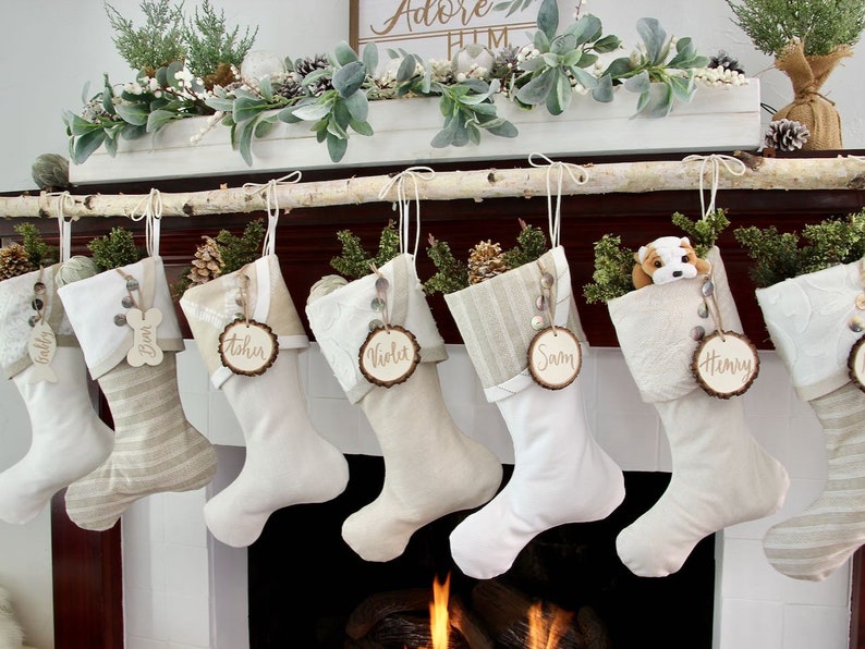 White Cottage Christmas Stockings Shipping Included image 5