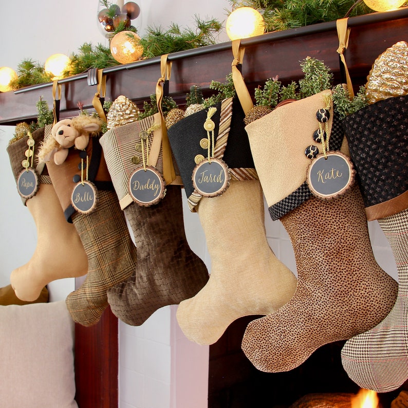 Rich and Sophisticated Brown, Gold & Black Christmas Stockings Shipping Included image 6