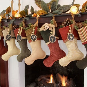 Deep Earthy Red & Green Christmas Stockings image 4