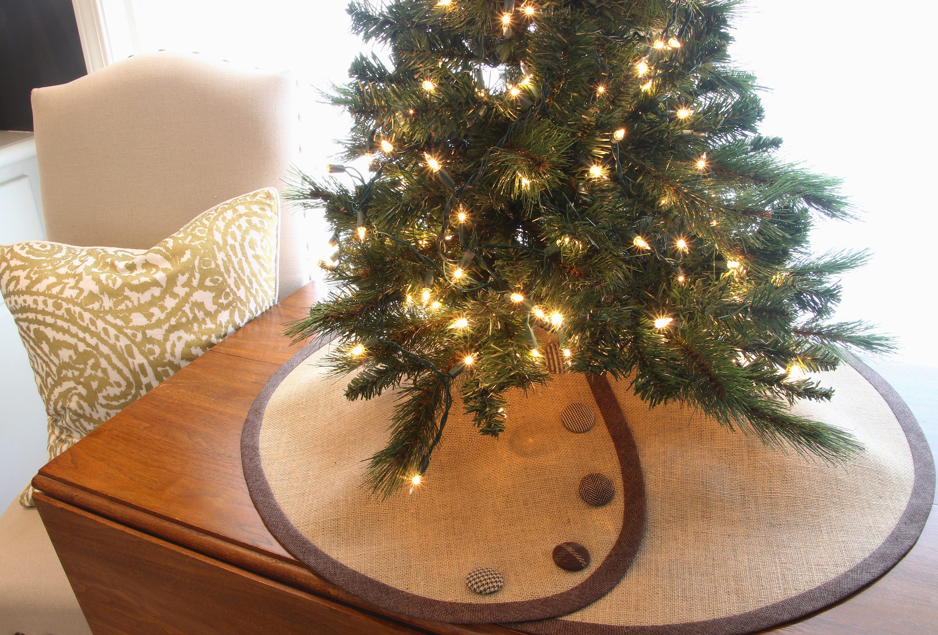 Pencil Christmas Tree Skirt Tailored Burlap with Etsy