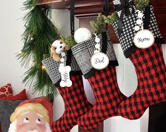 Red, Black & White Christmas Stockings — It's a Jolly Jubilee -- Stockings in Santa's Favorite Colors --  Shipping Included!