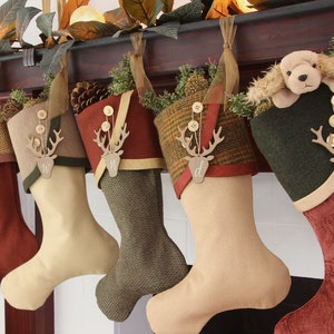 Deep Earthy Red & Green Christmas Stockings image 8