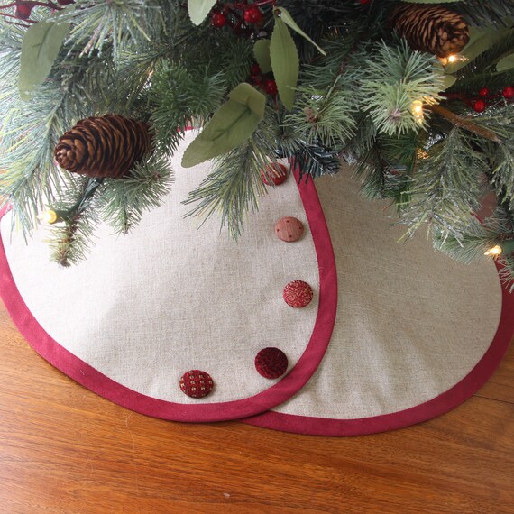 Linen Pencil Christmas Tree Skirt Tabletop Christmas Tree Etsy