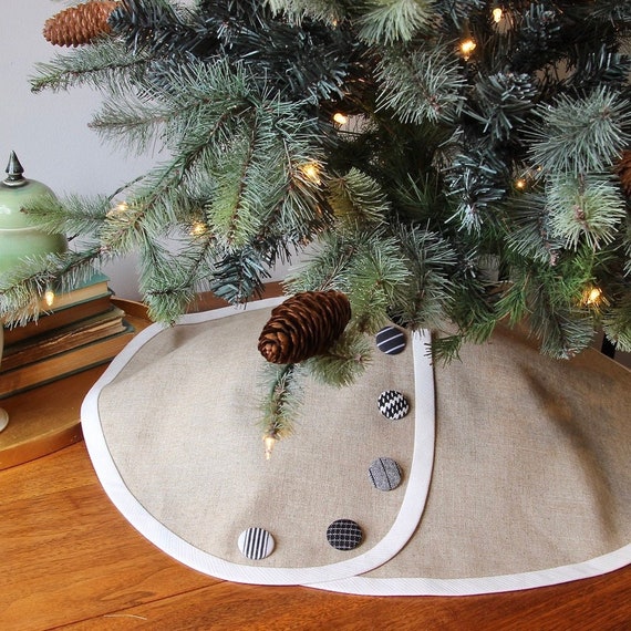 Linen Pencil Christmas Tree Skirt Tabletop Christmas Tree Etsy