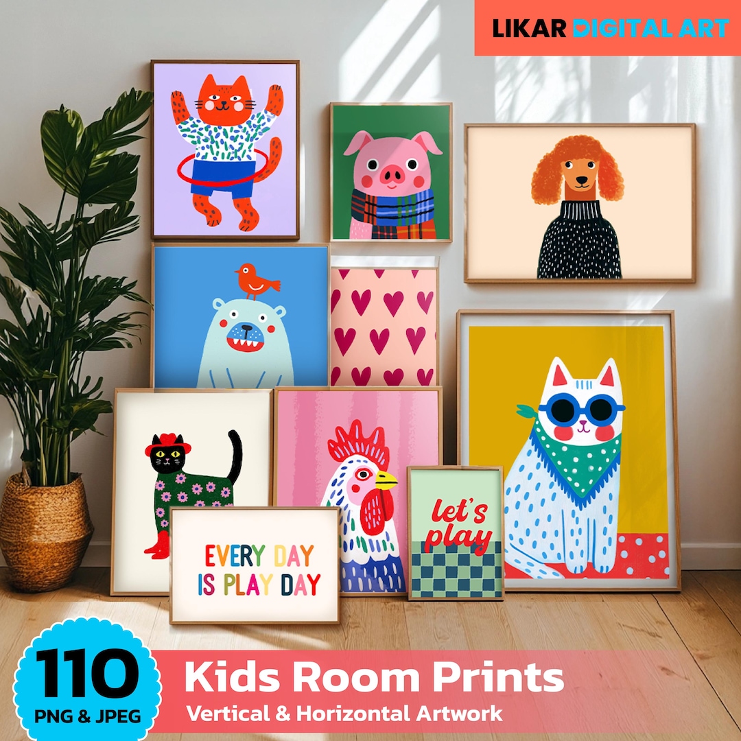 110 Kids Room Prints | Kids Room Art | Wall Art Set | Nursery Wall Art ...