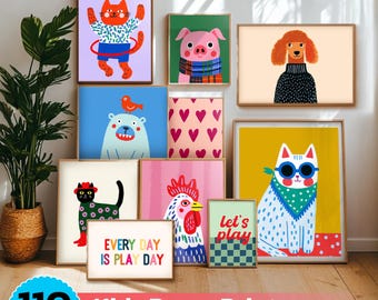 110 Kids Room Prints | Kids Room Art | Wall Art Set | Nursery Wall Art | Playroom Decor  | Eclectic Wall Art | DIGITAL DOWNLOAD