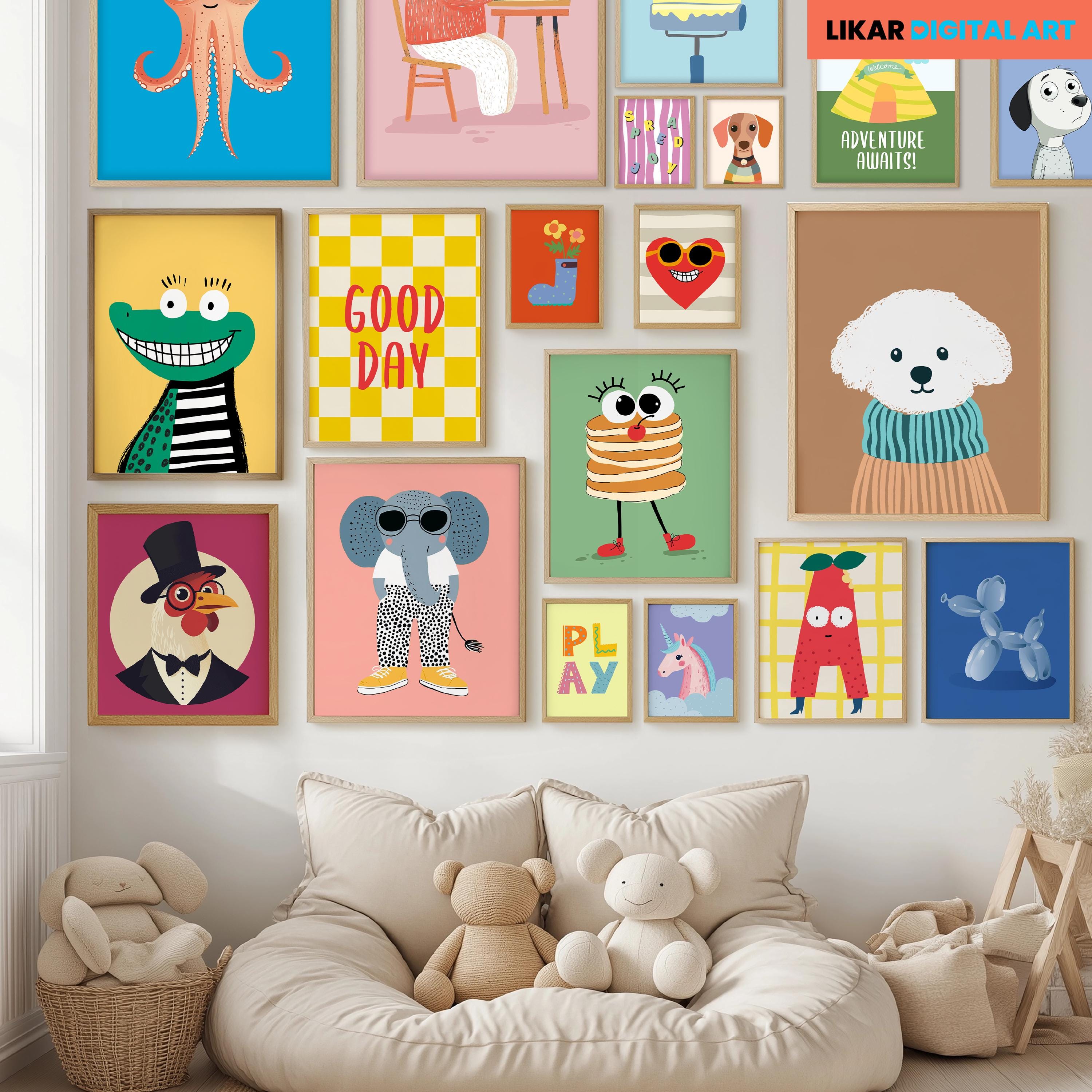 110 Kids Room Prints | Wall Art Set | Nursery Wall Art | Playroom Decor ...