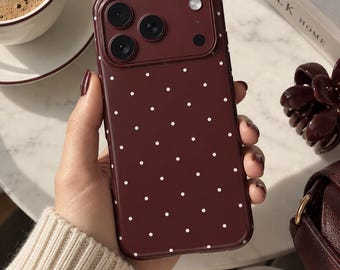 Burgundy Polka Dot Phone Case | Magnetic Impact-Resistant Case