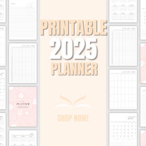 2025 Printable Digital Planner | Editable Yearly, Weekly, Monthly Plan Digital Download | Minimalist Organizer Editable Dated Template