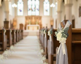 Set of ѡedding թew ϑecorations | Aisle, Chair Decorations, Flower Arrangements | Church Pew Wedding Personalized Decor