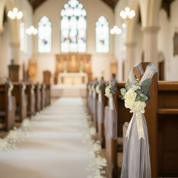 Set of ѡedding թew ϑecorations | Aisle, Chair Decorations, Flower Arrangements | Church Pew Wedding Personalized Decor