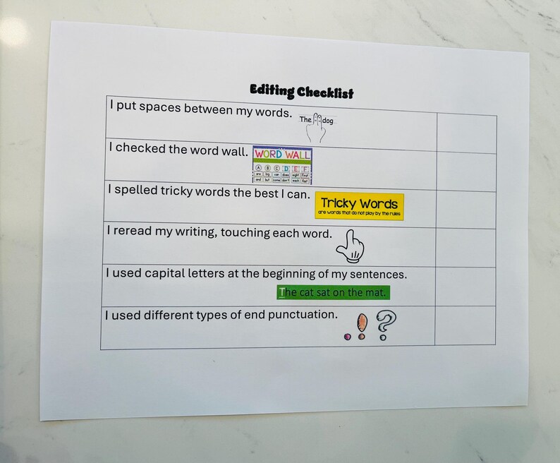 Student Editing Checklist - Etsy
