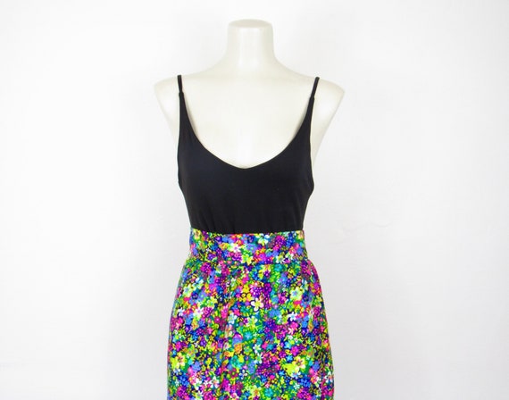 Vintage 1970s Boho Maxi Skirt High Waisted Bright… - image 8