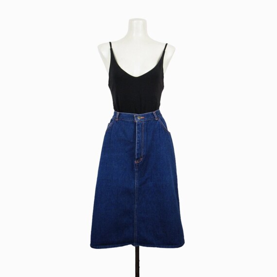 Vintage 80s PS Gitano Jean Skirt / Blue Denim Hig… - image 4