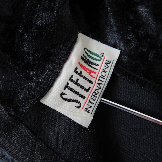 Vintage Black Crushed Velvet Bodysuit / Zippered … - image 6