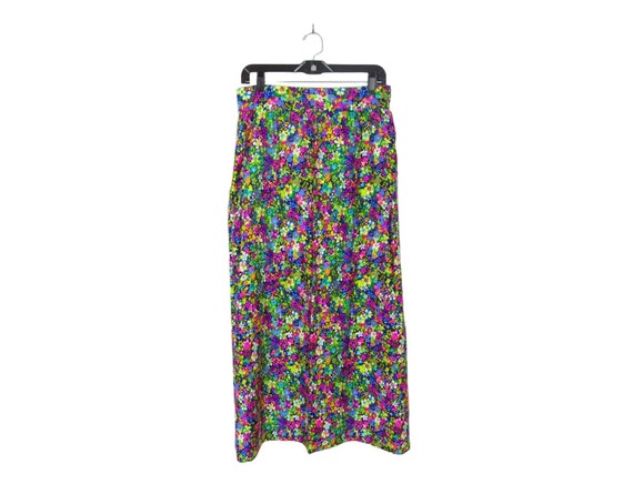 Vintage 1970s Boho Maxi Skirt High Waisted Bright… - image 2