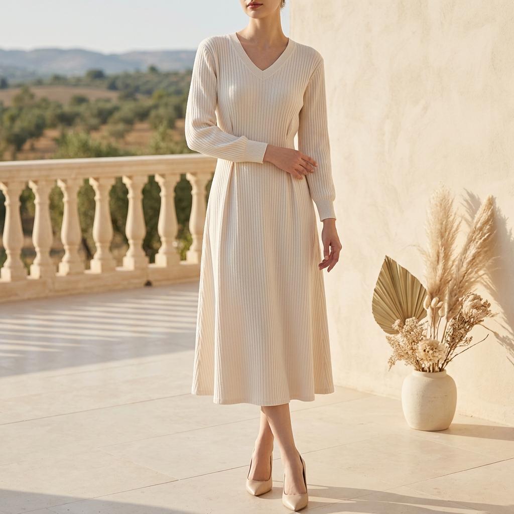 Cream Midi Dress Long Sleeve - Etsy