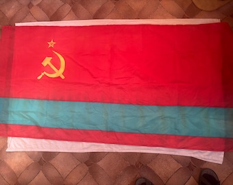 Soviet Kazakh Flag - Vintage Soviet Badge of 60 Years Anniversary
