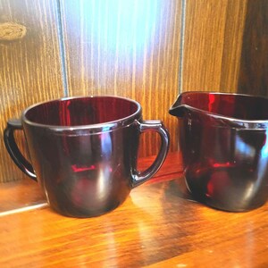 Vintage Anchor Hocking Royal Ruby Creamer and Sugar