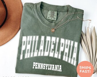 Philadelphia Comfort Colors Shirt: Retro Varsity Style Tee