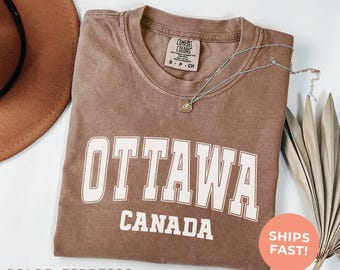Ottawa Comfort Colors Shirt: Retro Varsity Style Canada Travel Souvenir