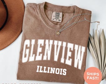 Glenview Illinois Comfort Colors® Tee: Retro Travel Souvenir Shirt, Vacation Tshirt, Road Trip Gift