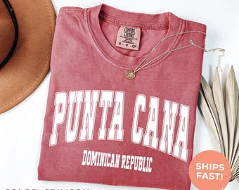 Punta Cana Comfort Colors Tee: Retro Varsity Vacation Shirt