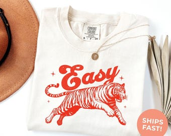 Easy Tiger Graphic Tee: Retro Indie Style Comfort Colors Shirt