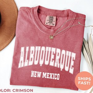 Albuquerque Comfort Colors Shirt, New Mexico Travel Gift, City Shirt, Day Trip Shirt, Vacation Tee, Home State Shirt, Retro College Tshirt