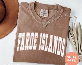 Faroe Islands Comfort Colors Shirt: Varsity Retro Souvenir Tee