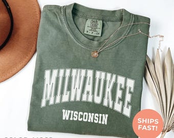 Milwaukee Comfort Colors Shirt, Wisconsin Travel Gift, City Shirt, Day Trip Shirt, Vacation Tee, Home State Gift Shirt, Retro College Tshirt