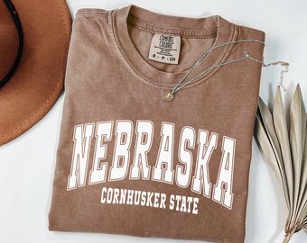 Nebraska Comfort Colors Shirt, Nebraska Travel Gift, State Shirt, Girls Trip Tee, Vacation Shirt, Nebraska Game Day Shirt, Retro College Tee