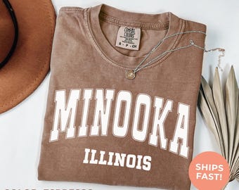 Minooka Illinois Comfort Colors® Tee: Retro Travel Souvenir Shirt, Vacation Tshirt, Road Trip Gift