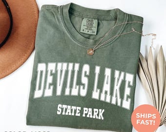 Devils Lake Wisconsin Comfort Colors® Tee: Retro Travel Souvenir Shirt, Vacation Tshirt, Outdoor Camping Nature Lover Gift