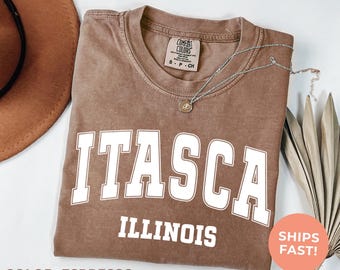 Itasca Illinois Comfort Colors® Tee: Retro Travel Souvenir Shirt, Vacation Tshirt, Road Trip Gift