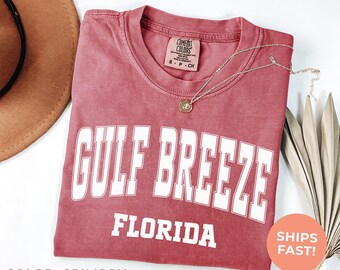 Gulf Breeze Florida Comfort Colors® Tee: Retro Travel Souvenir Shirt, Beach Vacation Tshirt, Road Trip Gift
